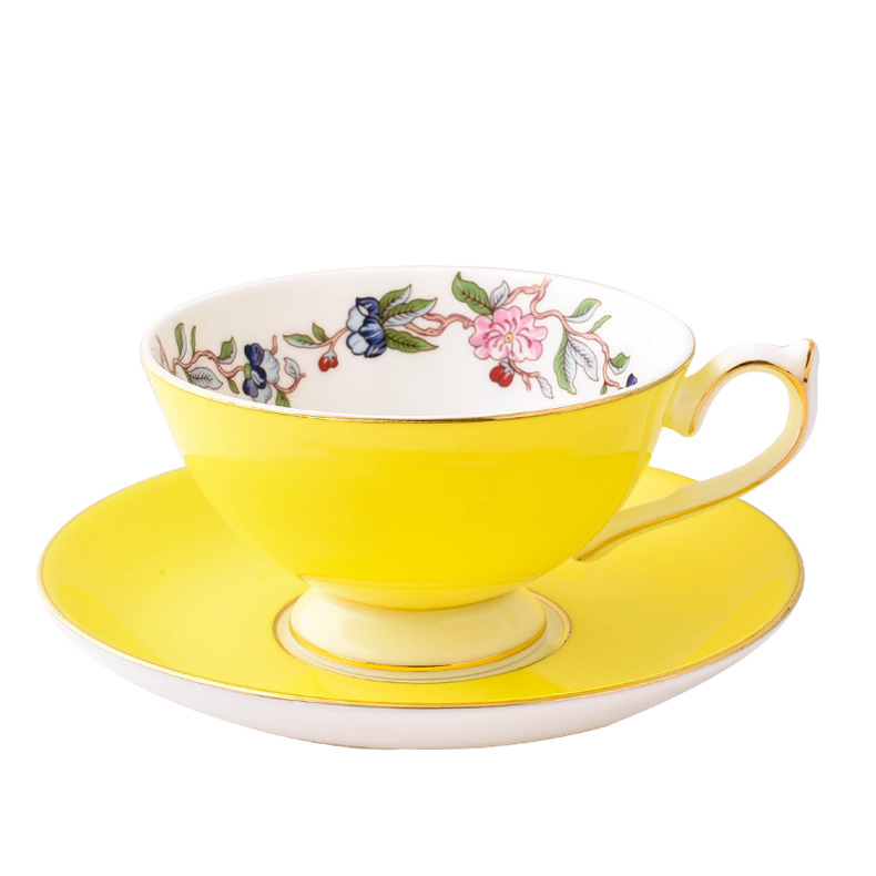 Bone China Coffee Cup European Tea Cup Set And Saucer Home Party Afternoon Tea Teacup Porcelain: D