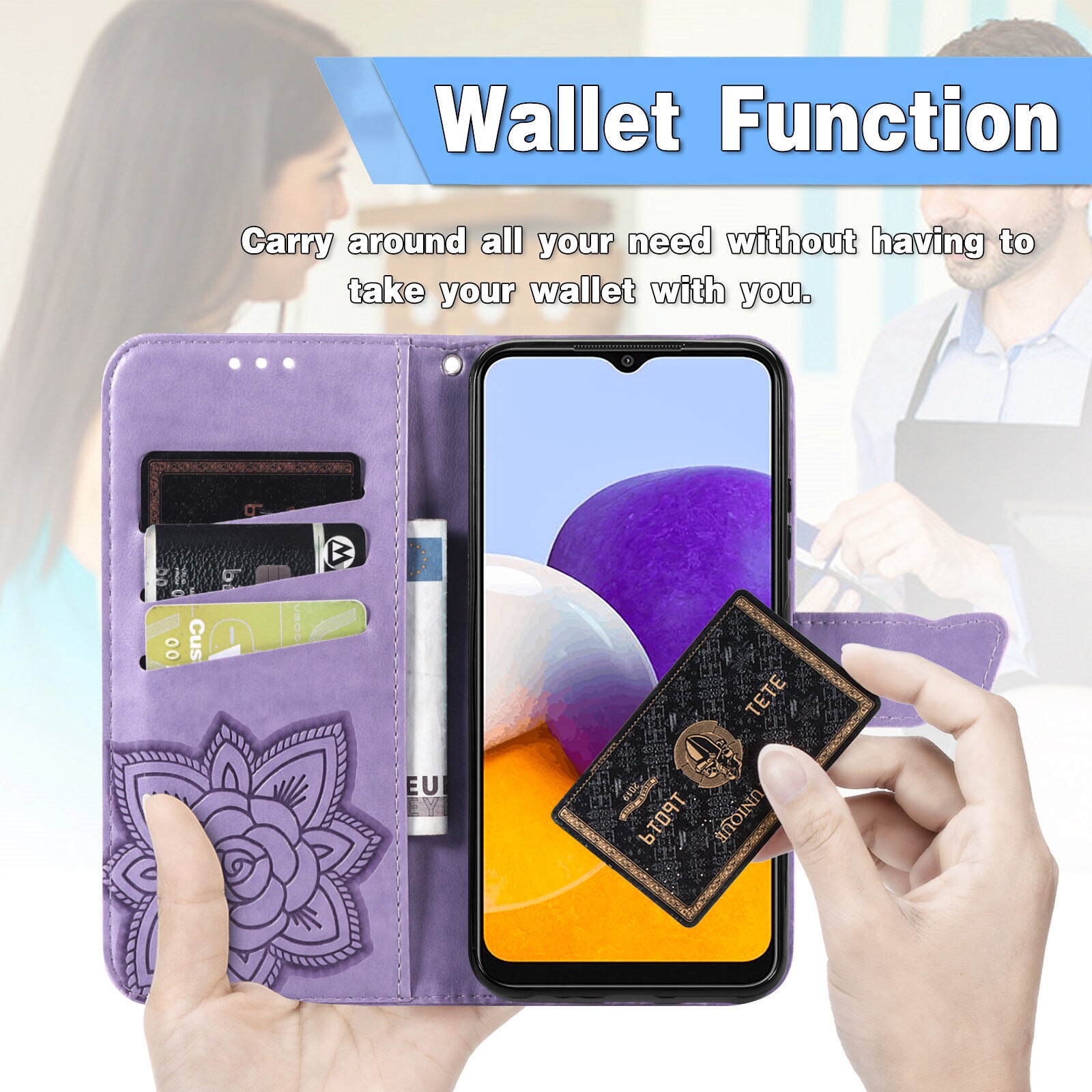 Luxe Vlinder Flip Case Voor Samsung Galaxy A22 5G A225G A22 Een 22 5G Zachte Siliconen Slot cover Wallet Leather Cases