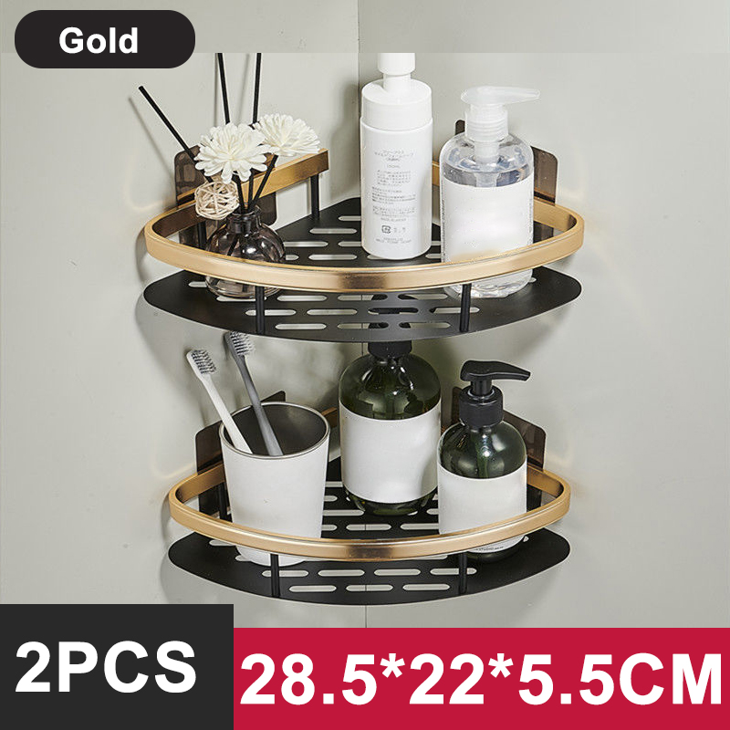 Keukenopslag badkamerplanken Organisator Aluminium Doucheplank Accessoires Shampoo Rek multi-scenario Geen boorplank: Marineblauw