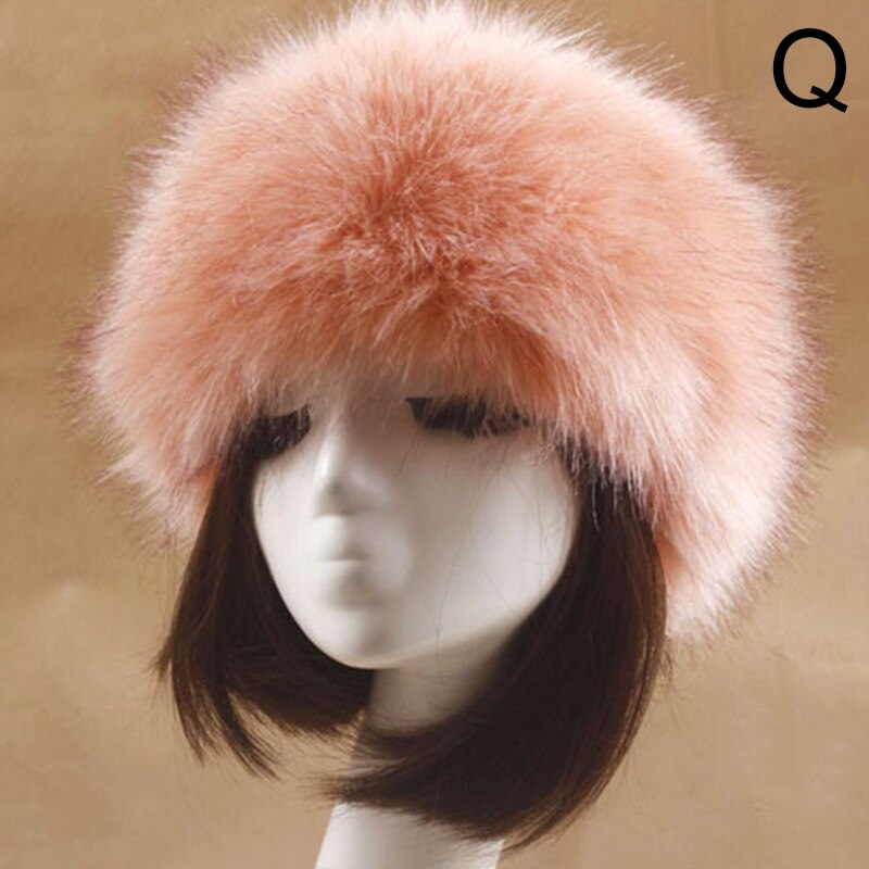 Winter Dikke Harige Haarband Fluffy Russische Faux Fur Vrouwen Meisje Bont Hoofdband Hoed Winter Outdoor Earwarmer Ski Hoeden Hoofddeksels: Q