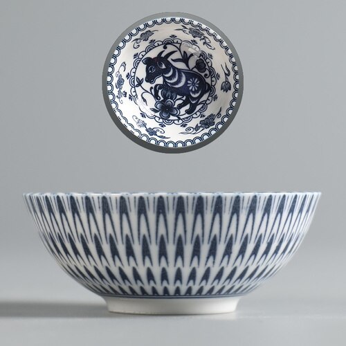 Keramisk kung fu tesæt kinesisk stjernetegn 50ml lille tekop enkelt kop antik blå og hvid porcelænskop personlig master kop: Ged