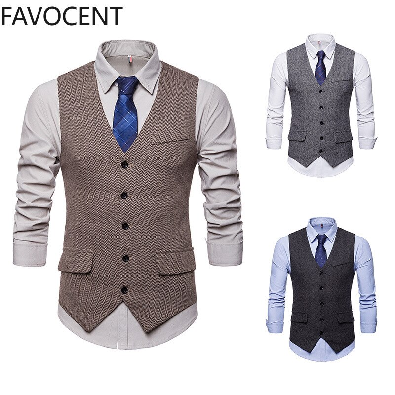 Smart casual puku liivi miesten bisnesliivi liivi miesten juhlapuku liivi puku yksirivinen klassinen v-pääntie hääpaita