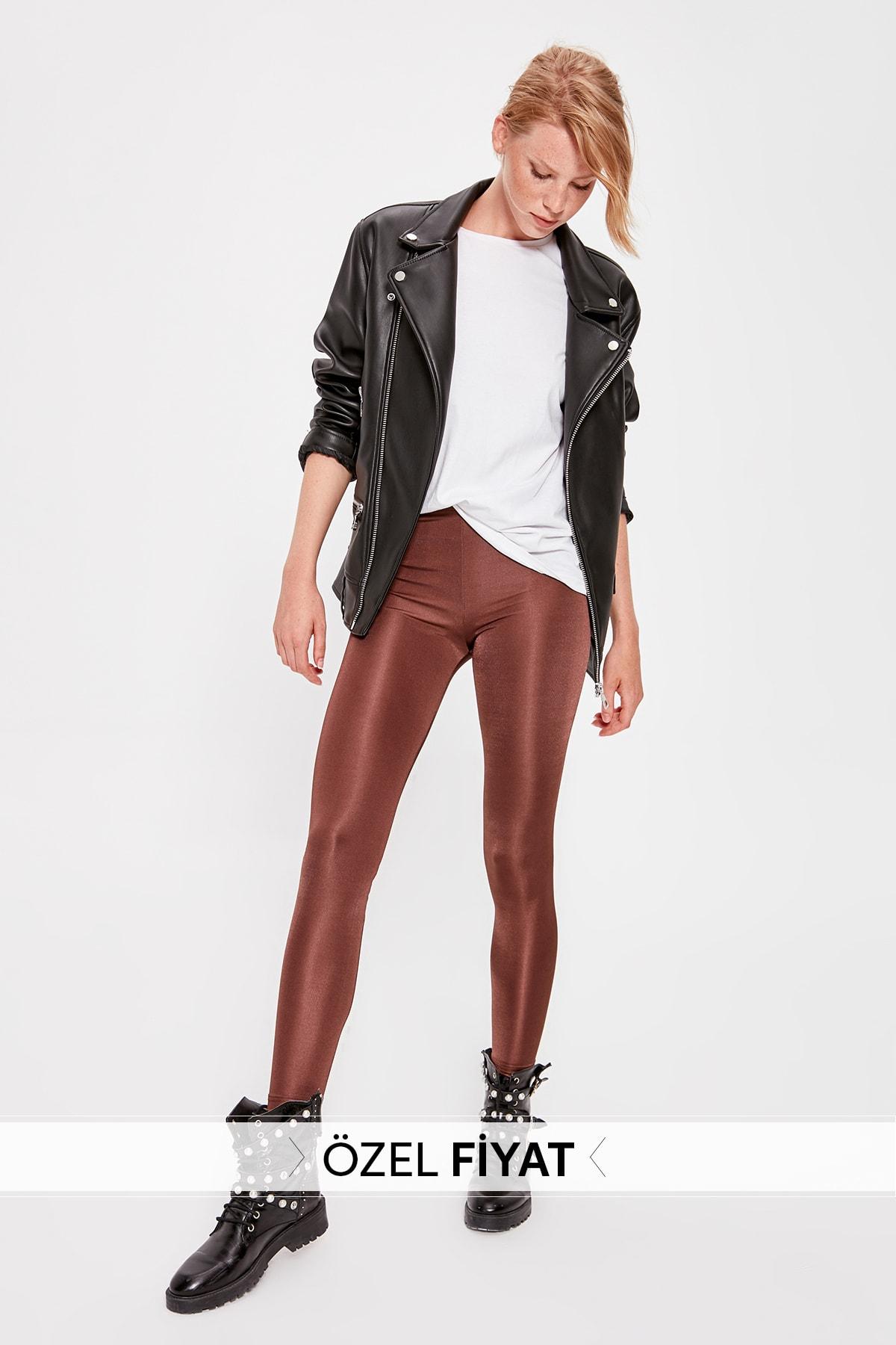 Trendyol Bruin Bright Disco Gebreide Leggings TWOAW20TA0053