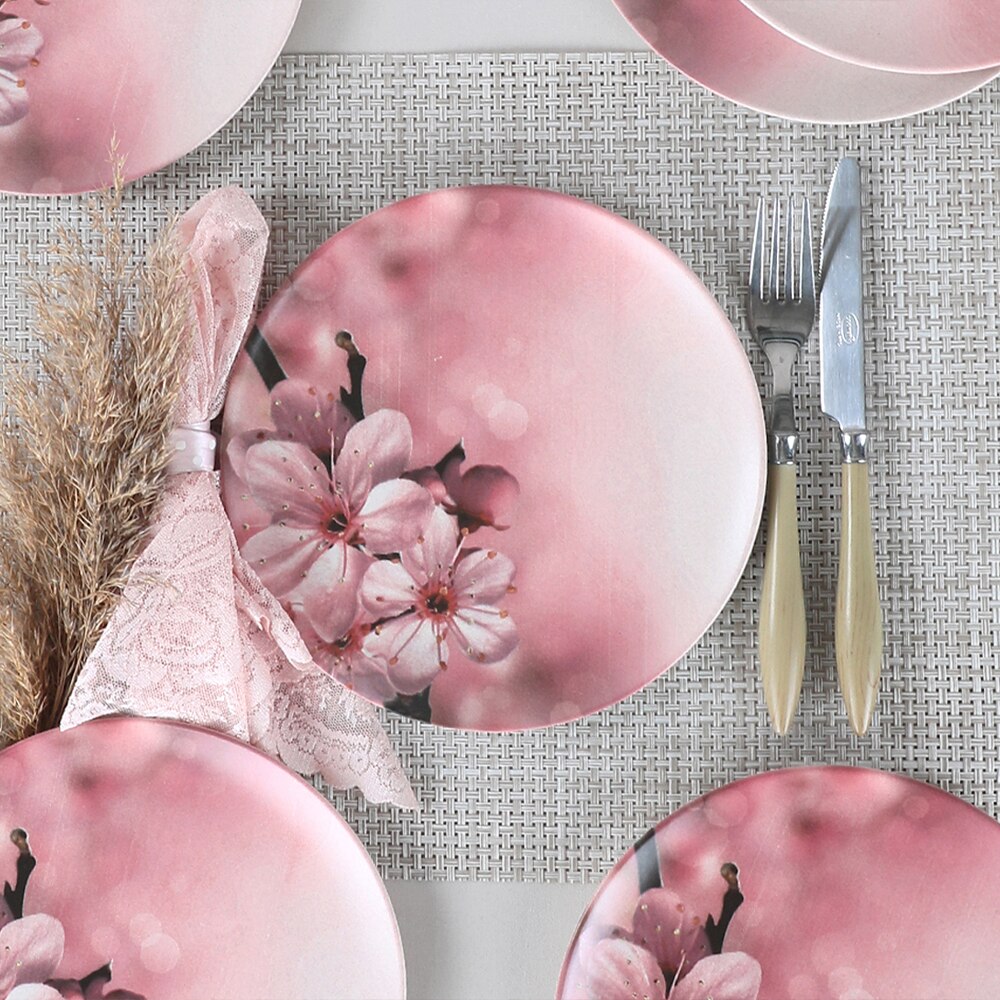 Keramika keramik - sæt desserttallerken 6 prc 21 cm -  rose - mat dekoreret pink kage køkken home and life steak special