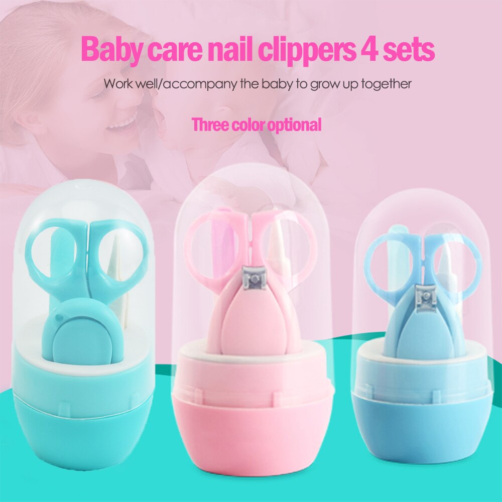 4 Stuks Baby Nail Care Set Baby Gezondheidszorg Kits Zuigeling Vinger Trimmer Schaar Nagelknipper Opbergdoos Voor Reizen