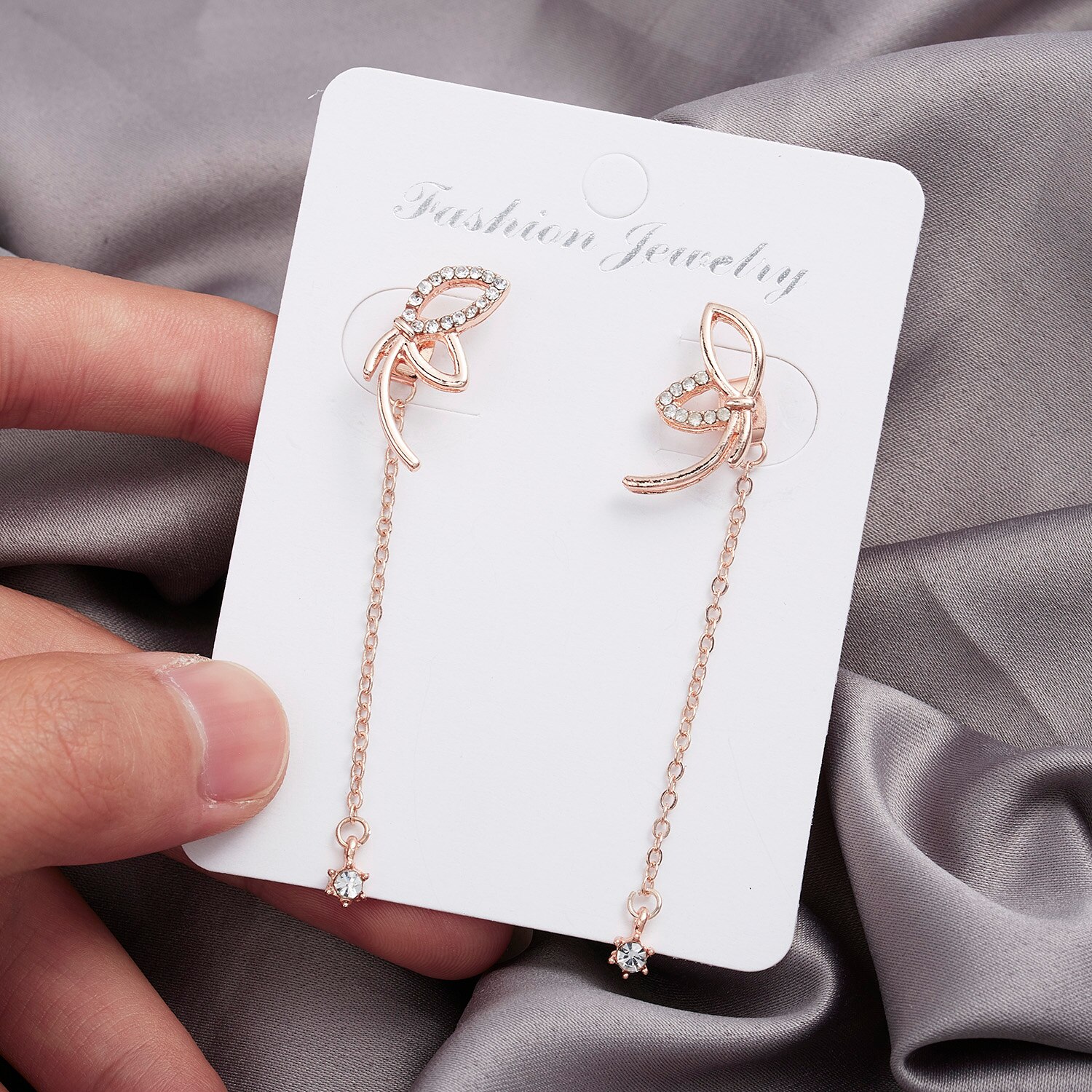 Boucles d'oreilles papillon en cristal violet pour femmes, Imitation perle, chaîne avec pampilles en strass, bijoux , nouvelle coréenne: ER21Y0200