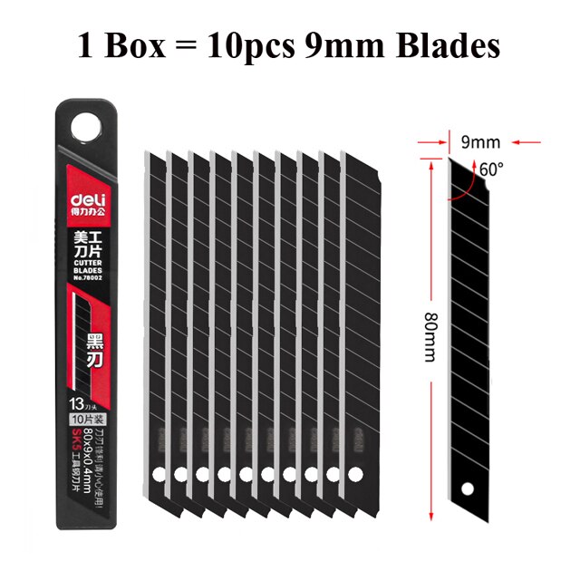 Box Cutter Utility Knife Replacement Blades , Carbon Steel Metal 18mm 9mm Snap-Off Blade For Retractable Utility Knives: 1 Box 9mm 78002