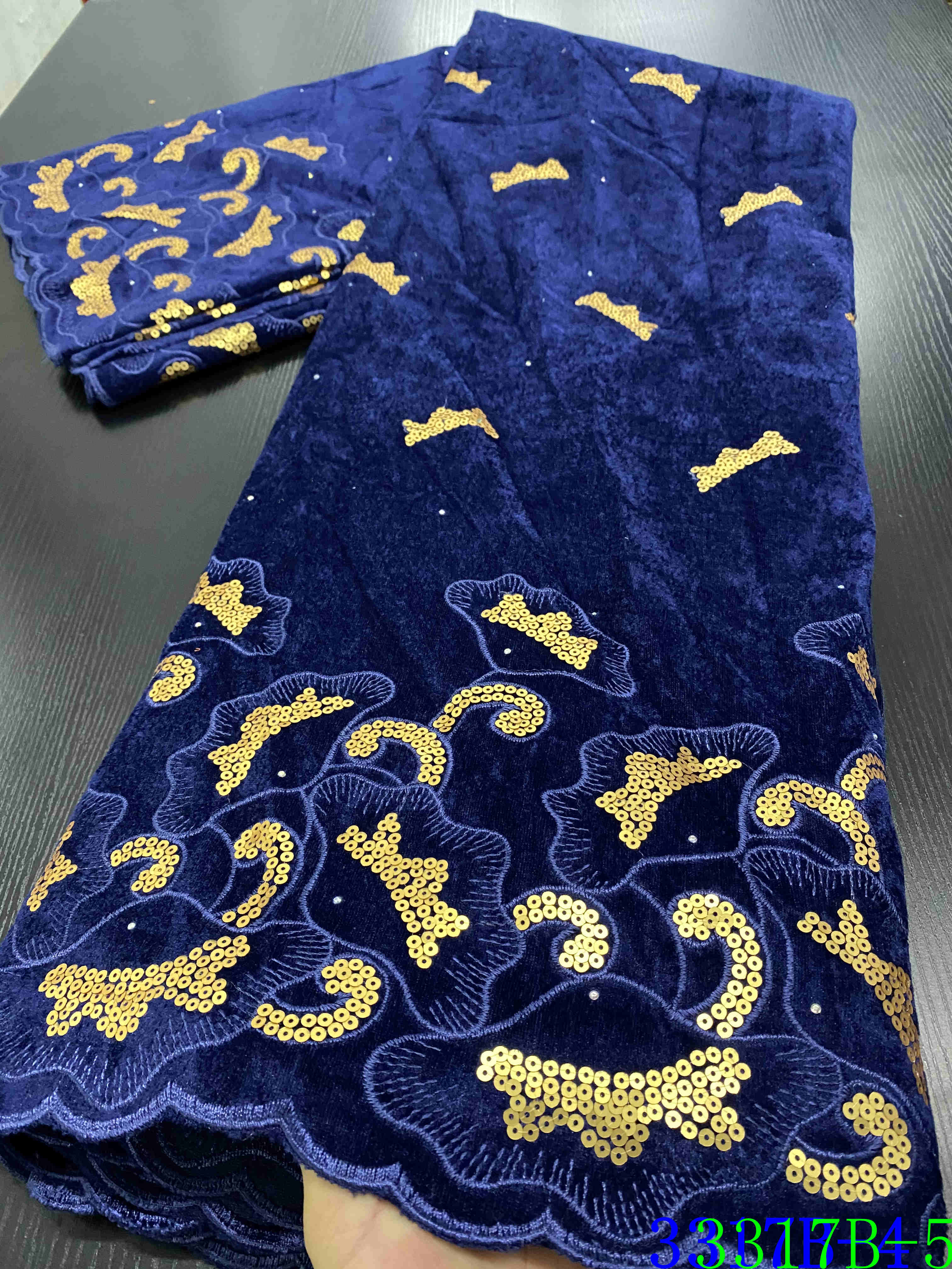 African Velvet Lace Fabric Lace Nigerian Lace Fabrics For Wedding Sequins Lace Fabric YA3317B-6: Picture 5