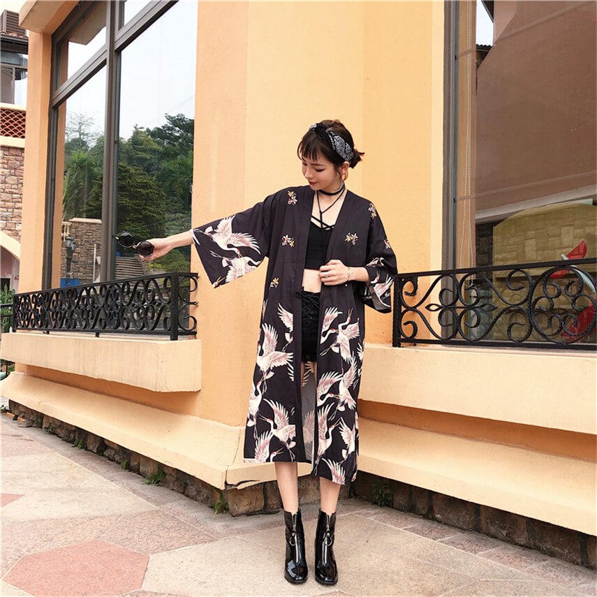 Japanse Kimono Traditionele Vrouw Lange Kimono Vest Cosplay Blouse Shirt Yukata Vrouwelijke Japanse Jurk Haori Kleding