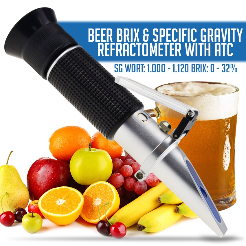 Optisk øl brix & specifik tyngdekraft refraktometer med atc optisk dobbelt skala 0 ~ 32%  brix 1.000-1.120 sg vinurt fremstiller øl