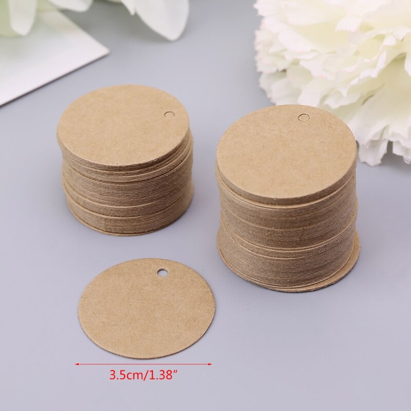 Étiquettes volantes en papier Kraft vierge, 100 pièces, pour de mariage, carte , 3.5cm, ,