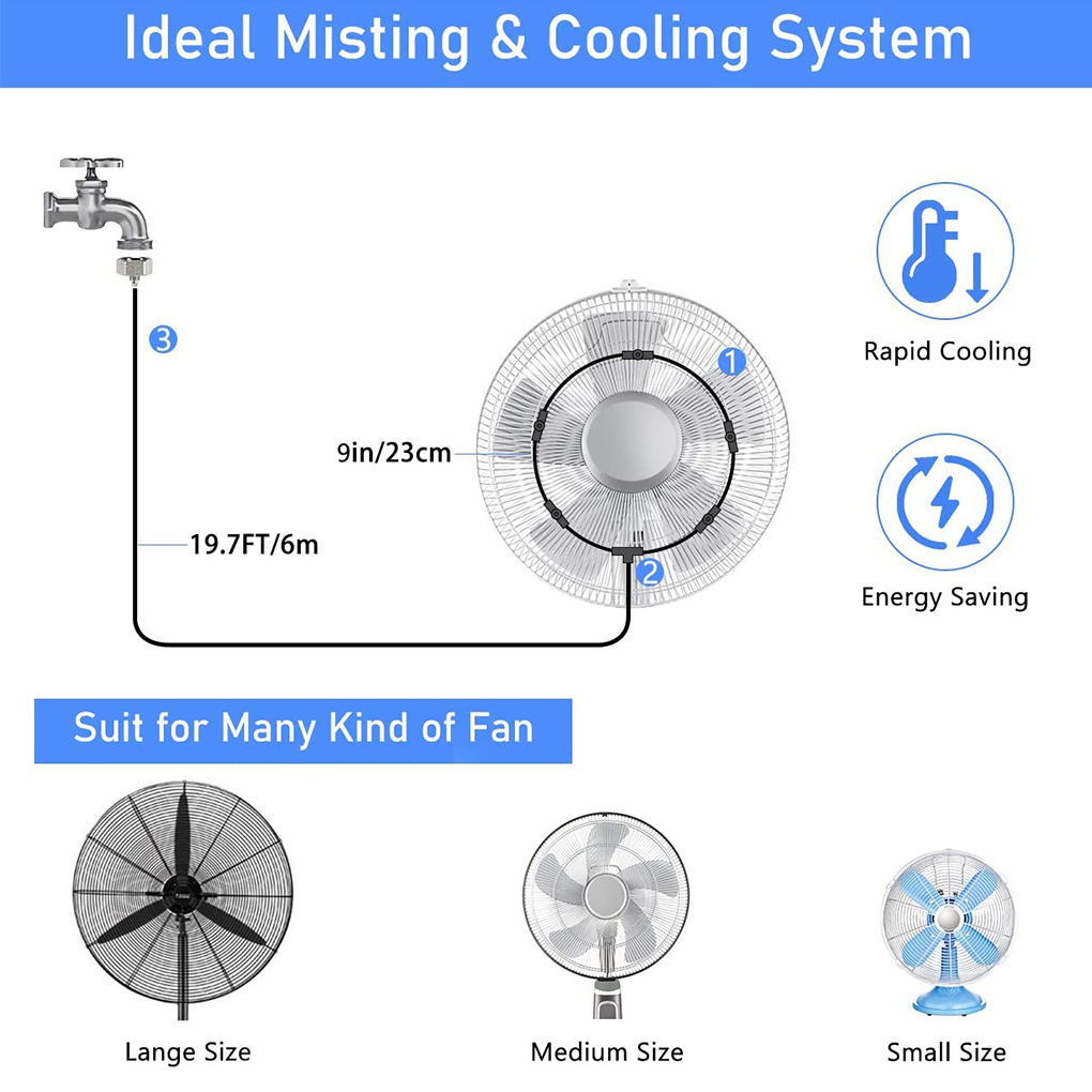 Fan Atomization Kit For Outdoor Atomization Cooling System Fog Line Nozzles Faucet Adapter DIY Cool Fan Mist For Any Outdoor Fan