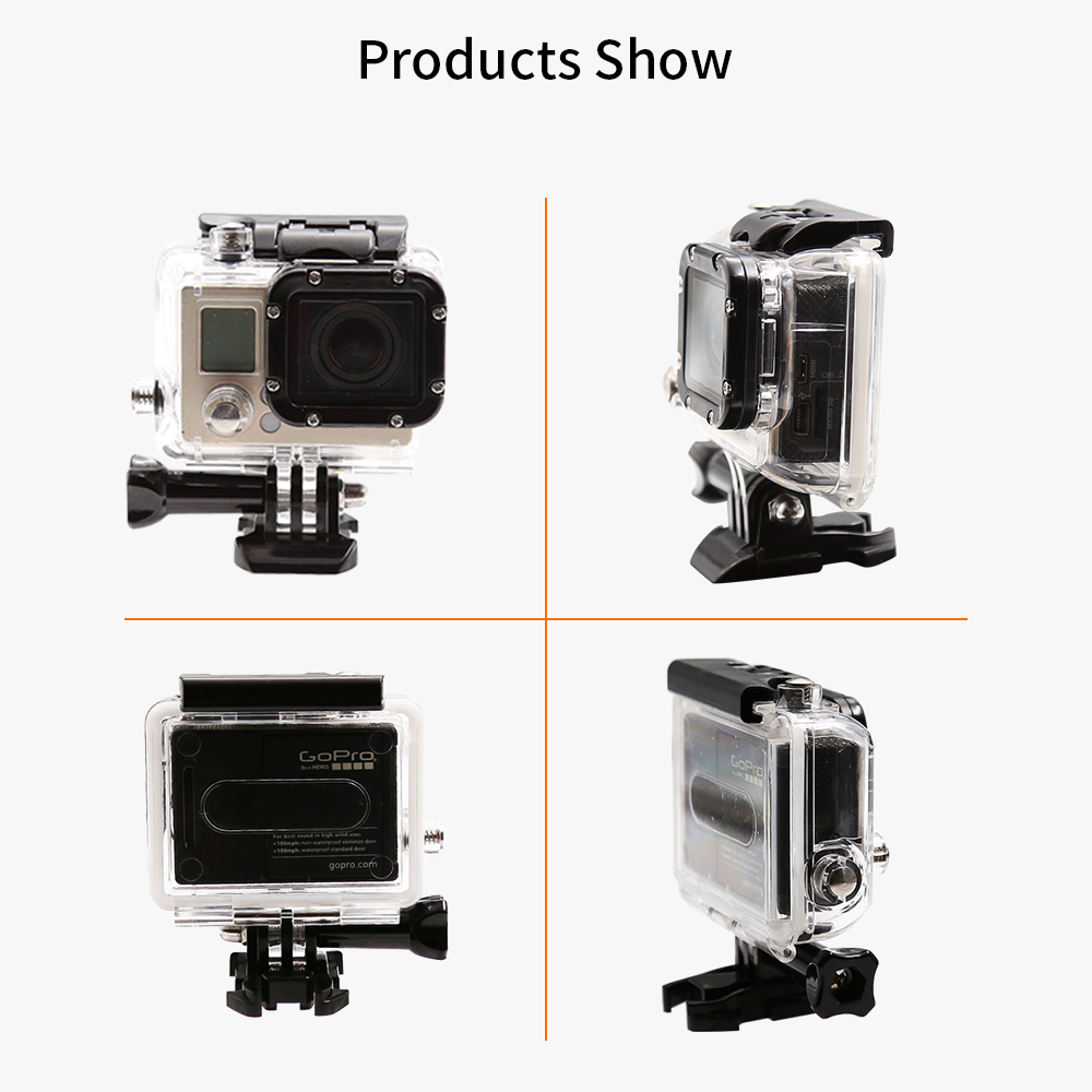 HONGDAK – coque étanche 45M pour GoPro Hero 3, noir et argent, avec support, boîtier de protection, accessoires pour caméra d&#39;action