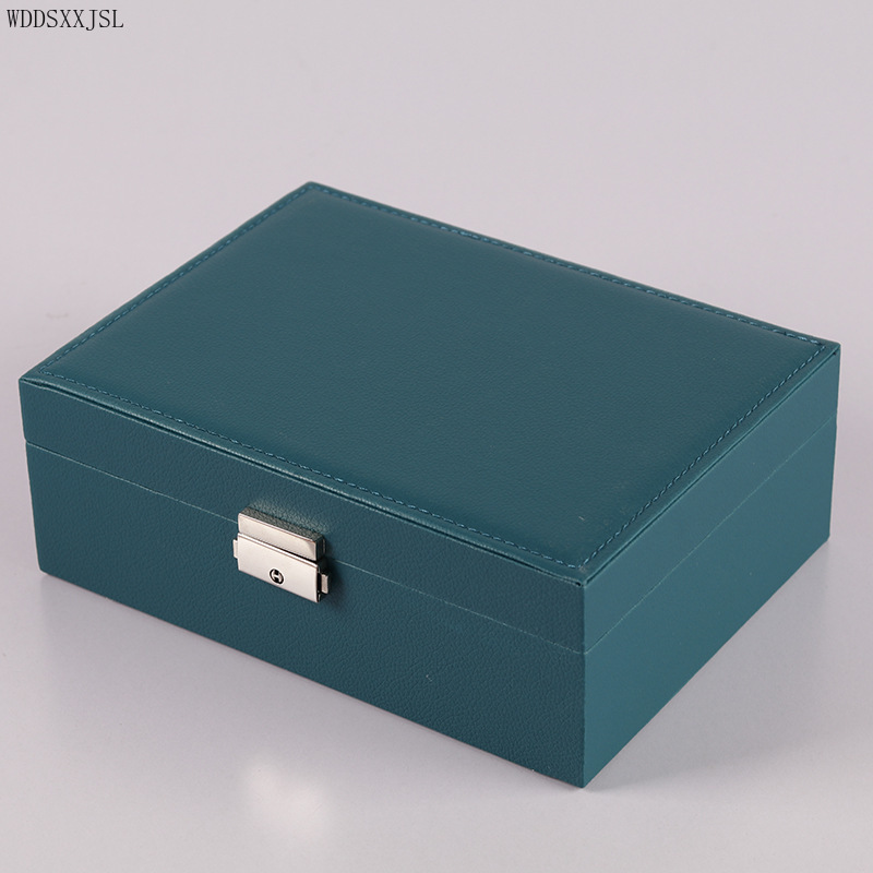 Pink Leather Double layer Ring Earrings Necklace Box Watch Box Multifunctional Storage Display Packaging Box Home Decoration