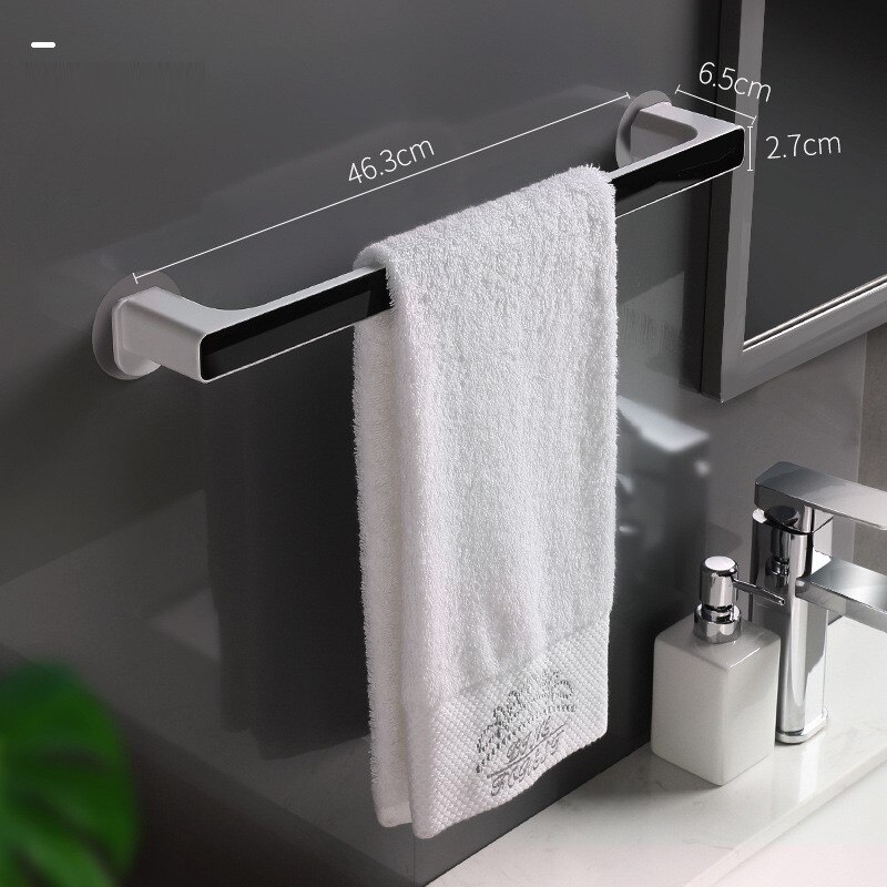 Handdoek Houder Zelfklevende Rack Wall Mounted Handdoeken Hanger Voor Bad Handdoek Bar Plank Rolhouder Opknoping Haak Badkamer organizer: Black Long Holder