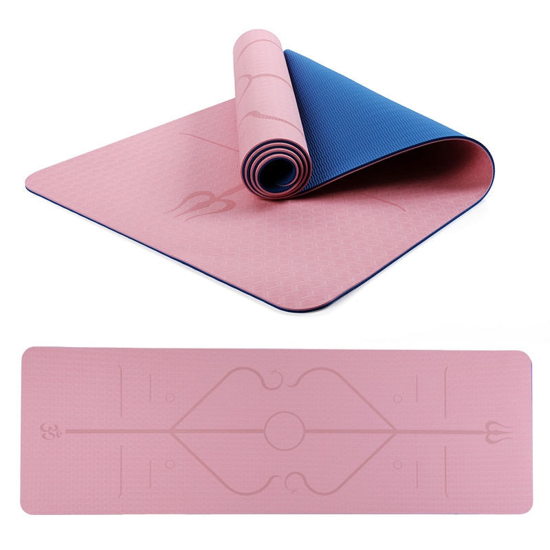 TPE 6mm Yoga Mat Double Layer Non-Slip Mat Yoga Beginner Exercise Pad With Position Line For Fitness Gymnastics And Pilates
