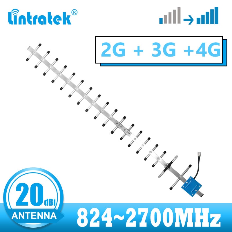 Lintratek 20dbi gsm 2g 3g 4g yagi antena exterior lte 4g impulsionador antena externa com n fêmea para amplificador repetidor