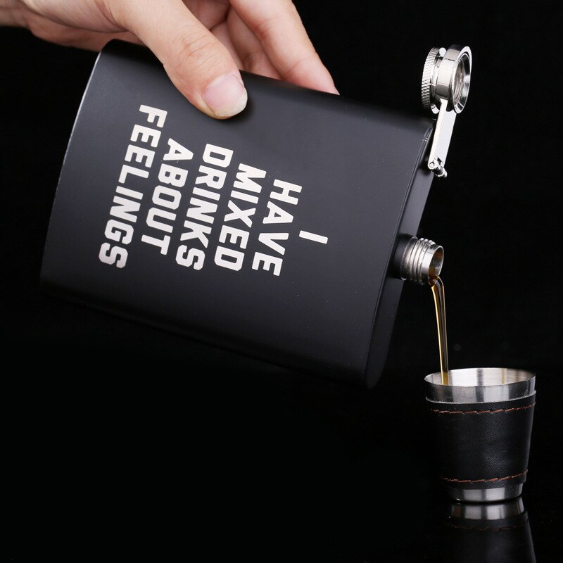 8oz Stainless Steel Hip Flask Black Paint Alcohol Flagon Whiskey Wine Bottle Travel Drinkware For