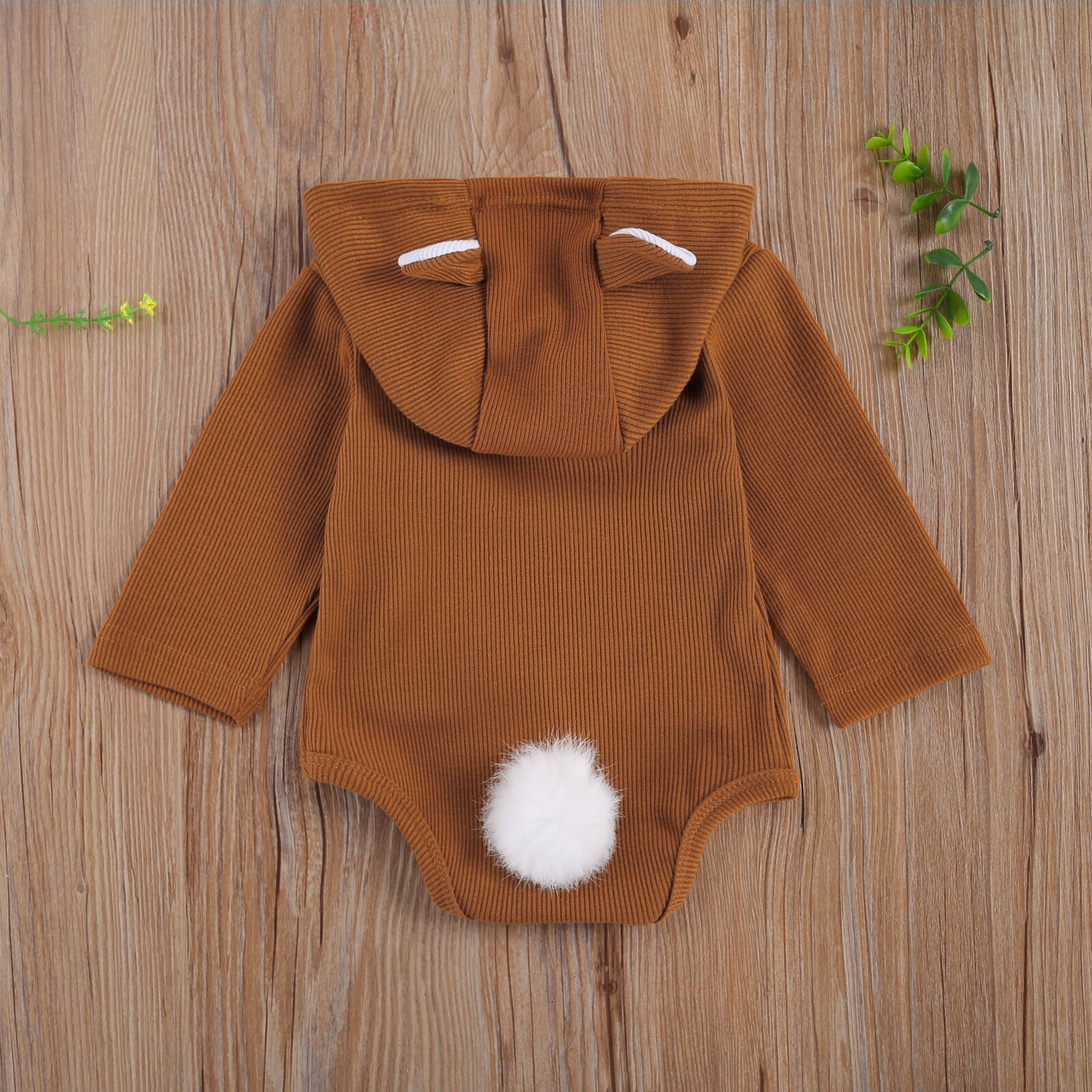 Focusnm bebê recém-nascido meninas meninos bodysuits urso sólido orelha com capuz botão de manga longa adorável macacões 0-18m