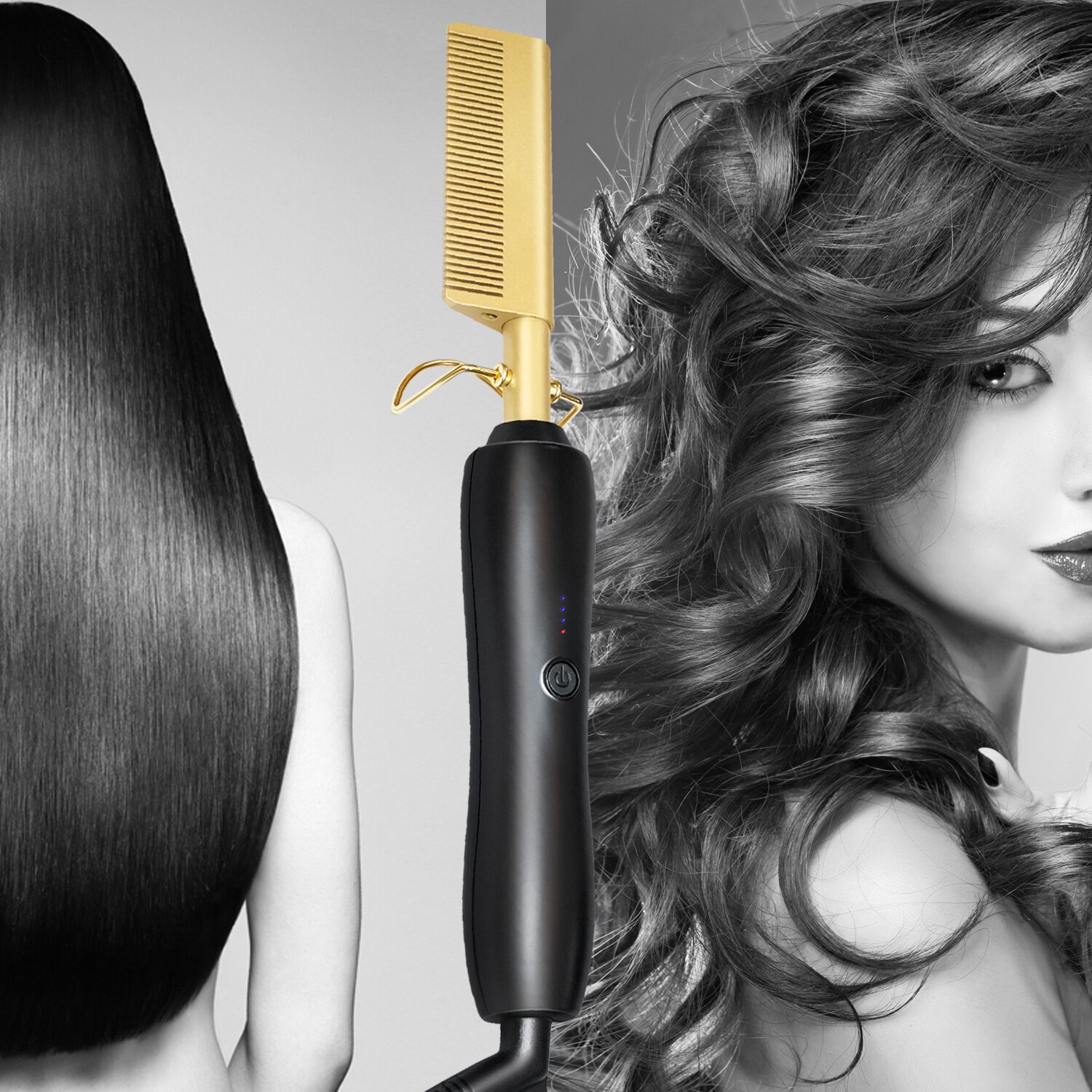 Comb Wet & Dry Hair 450ºF High Heat Hair Straightener Comb Titanium Alloy Electric Curling And Straightening Hair Brush Iron