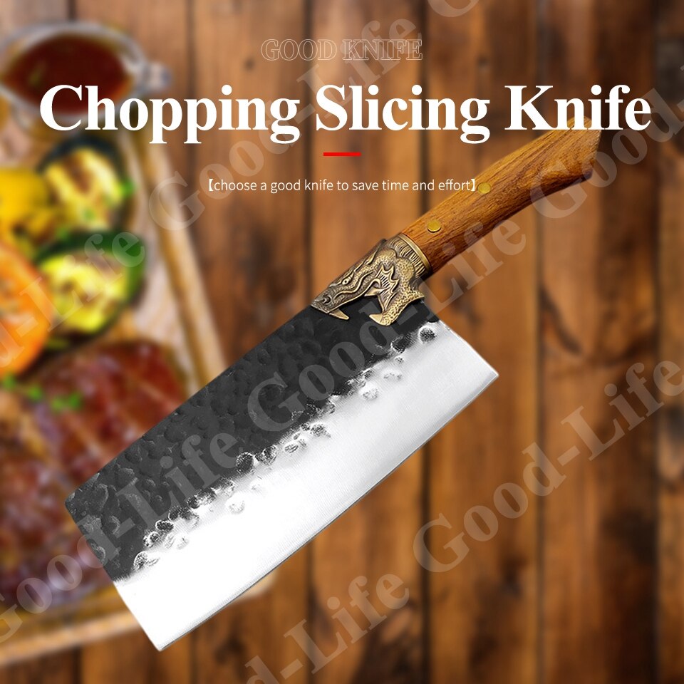 Damask Stainless Steel Kitchen Knives Meat Cleaver Hunting Knife Forged Chef Knives Utility Knife Multifunctional
