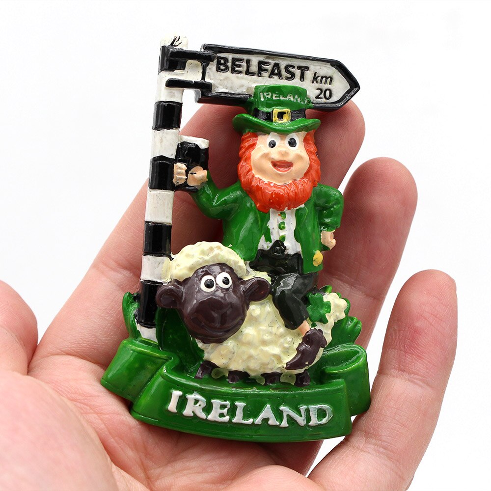 Northern Europe Irish dwarf cartoon character lamb souvenirs stereo resin fridge magnets stick 3d refrigerator home decoration
