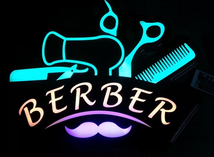 Barberledet neonskilt "operert 16 farger" 54 x 40cm
