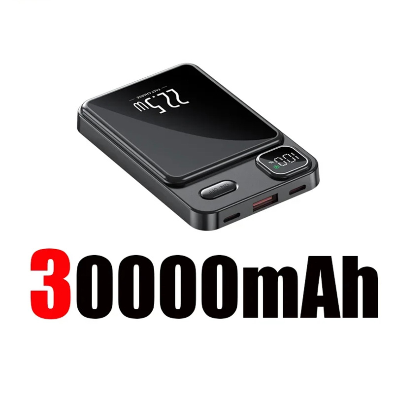 50000mAh Magnetic Wireless Charger Power Bank Mobile External Battery Super Fast Charging PowerBank For Android iPhone 15 16: Red