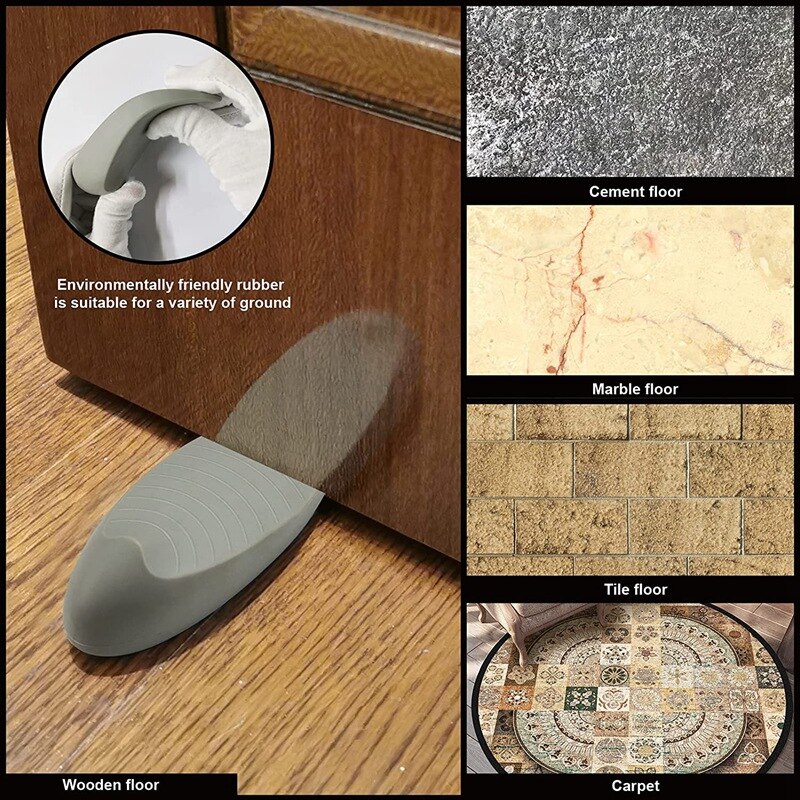 Door Stoppers Rubber Door Stop, Door Wedge Stoppers Heavy Duty Door Jam, Door Stops With Door Holder (3 Pack Gray)