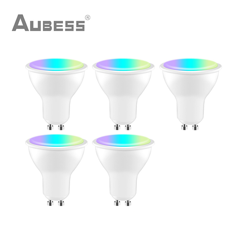 Aubess Tuya GU10 Wifi Smart Light Led-lampen Rgbcw 5W Dimbare Lampen Smart Leven App Afstandsbediening Werkt Met alexa Google Thuis: 5PCS