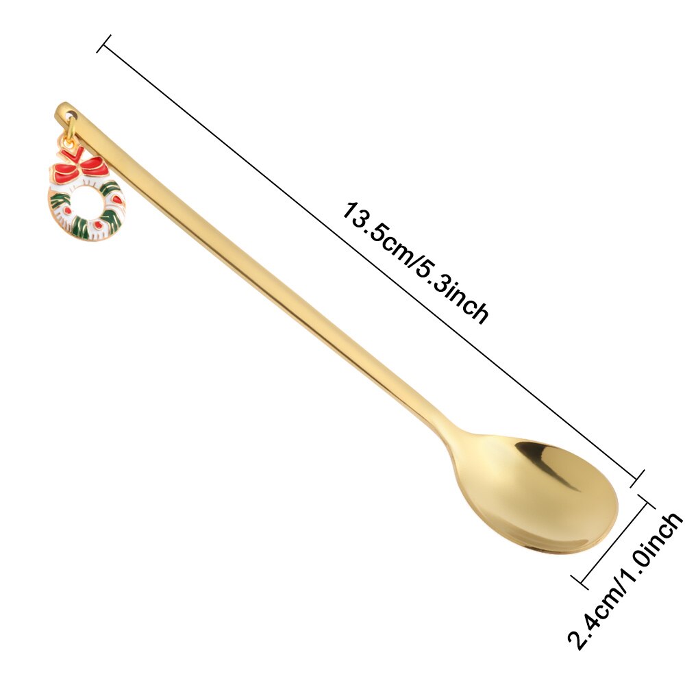 1 pc julsked bordsartiklar rostfritt sked år festbord ornament guldmjölk kaffesked hemdekorationer