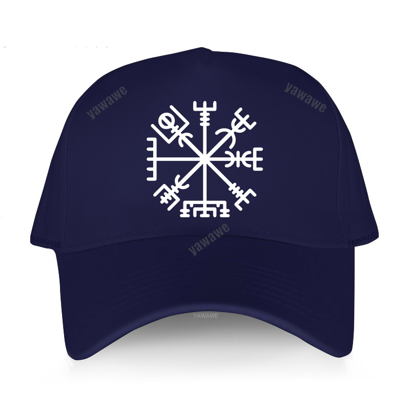 Marchio di moda Vegvisir Futhark Runes Navigator Vegvisir Viking Compass berretto da Baseball uomo donna cappelli snapback Hip-Hop regolabili: navy