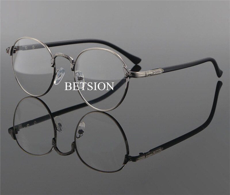Betsion vintage ovalt guld brillestel mand kvinder almindelige briller klare briller: Skudmetal