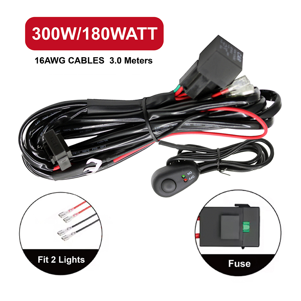 Loom Kabel Kit 3M 12V 24V 40A met Zekeringkast Kabelboom Relais Auto LED Lichtbalk Draad voor Auto Rijden Offroad LED Werklamp