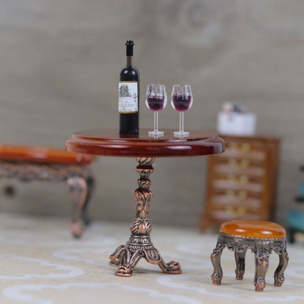 Mini 1:12 Poppenhuis Meubels DIY Micro leven Retro Miniatuur Bureau Eenvoudige Meubeldecoraties Poppenhuis Accessoires