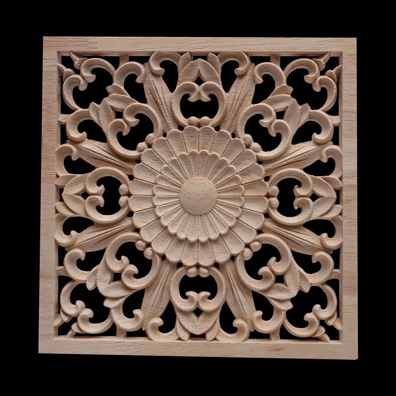 Decoración Ornamental exquisito Natural largo Grande Oval flor muebles de madera paredes gabinete apliques de madera Calcomanía para madera Onlay