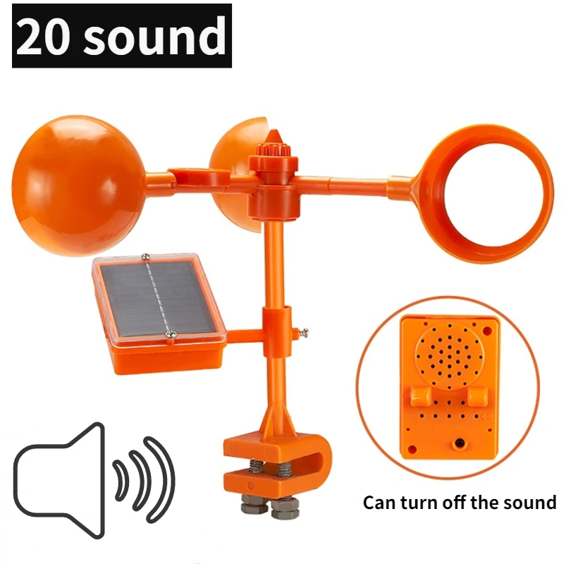 Répulsif Solaire Ultrasonique pour Oiseaux, Réflecteur Rotatif Résistant à 360 °, Dispositif pour Conduire les Oiseaux dans le Jardin et les Légumes: Gris clair