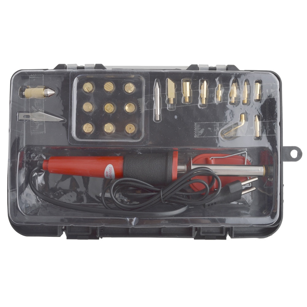 25PCS 110V/220V Solder Iron Pen Wood Burning Pyrography Set Electrical Soldering Iron Welding Set With 21pc Tips and Accessories