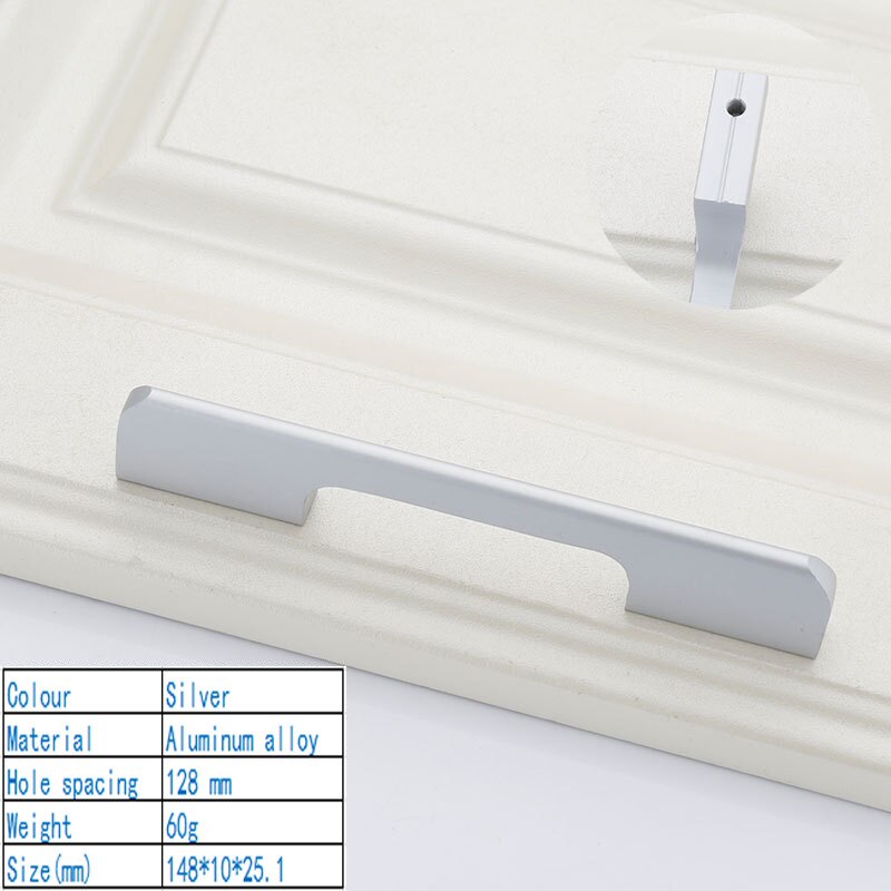Pomos y tiradores de puerta minimalistas y modernos americanos, Tiradores para enfriador de vino, manijas de cocina, manijas para armario, manija para armario: Silver 128