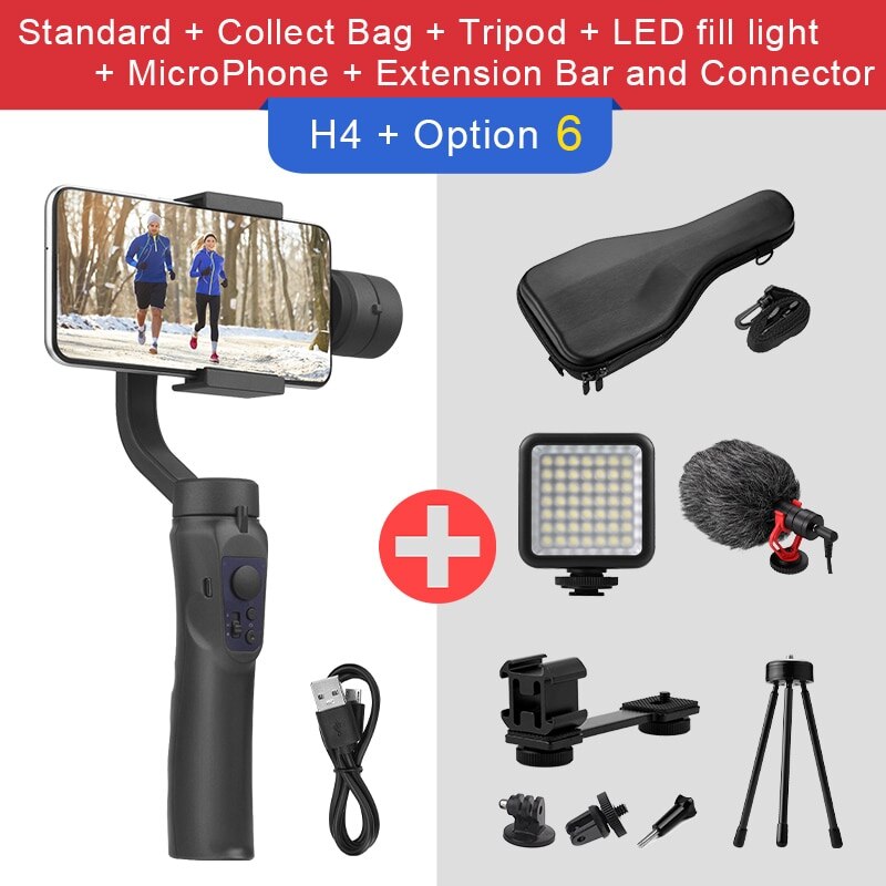EKEN H4 3 Axis Handheld Stabilizer Cellphone Video Record Smartphone Gimbal For Action Camera phone: Option 6
