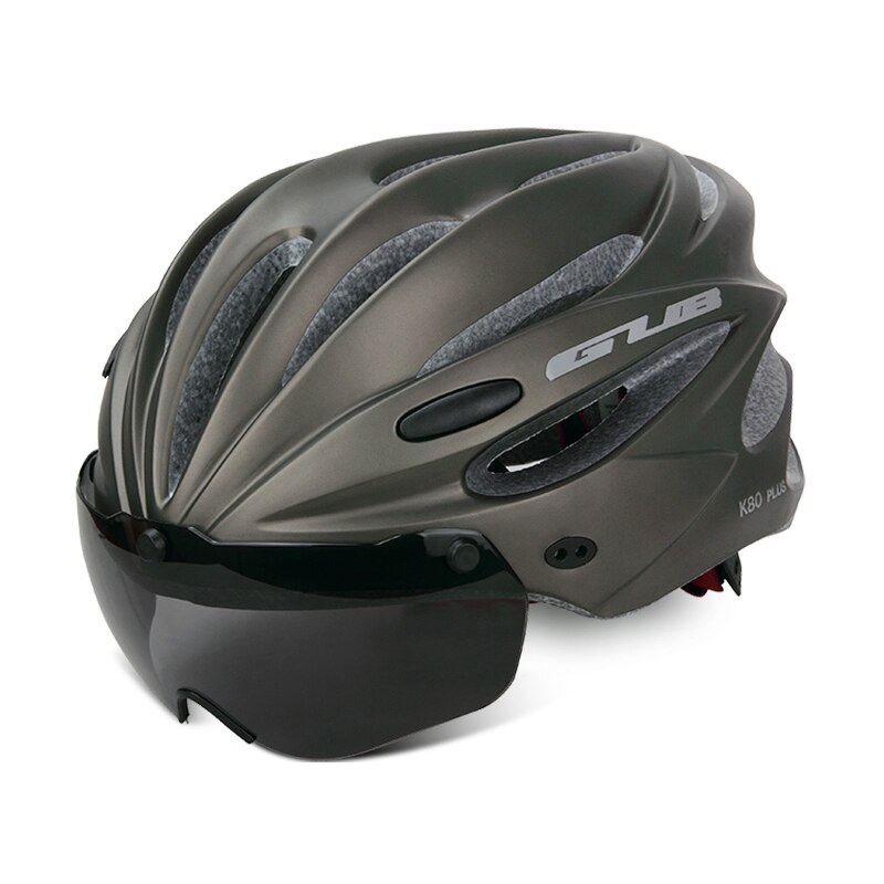 Mtb racefietshelm integraal gevormde fietshelm met vizier, brillenlens, ultralichte, veilige fietshelm voor heren en dames: Titanium