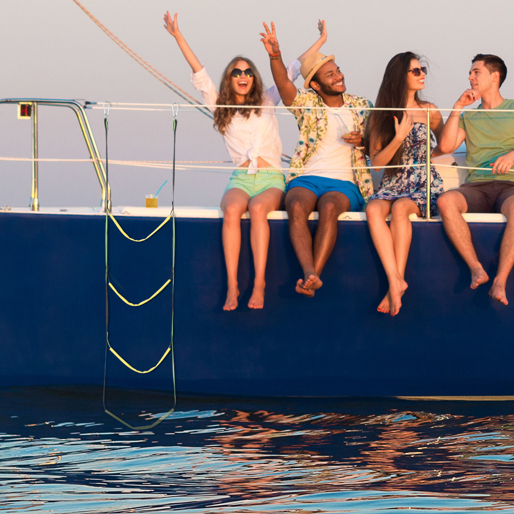 Folding hanging ladder yacht side soft ladder rubber boat boarding soft ladder inflatable boat launching ladder