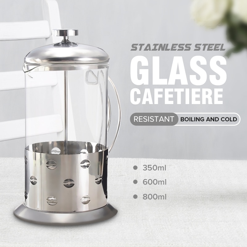 Franse Pers Koffiezetapparaat Pot Koffie Plunger Thee-ei Maker Filter Glas Rvs 350 ml 600 ml 800 ml drinkware
