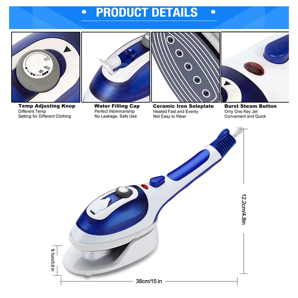 Handheld Garment Steamer Portable Clothes Steamer with Temperature Control Home Travelling Fast-Heat Steam Iron Ironing Machine