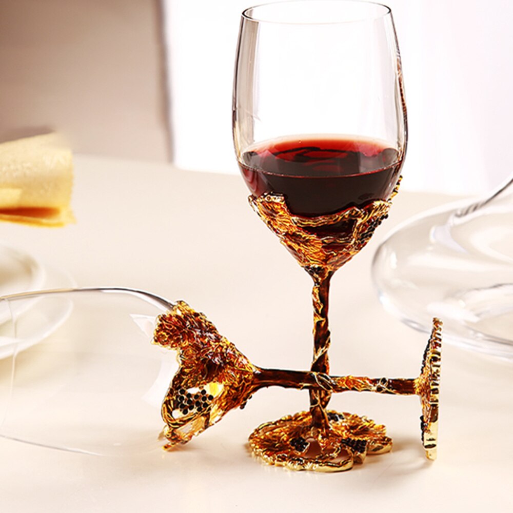 Krystall vin begerglass emaljert glass kopp hjem beger bar vin beholder