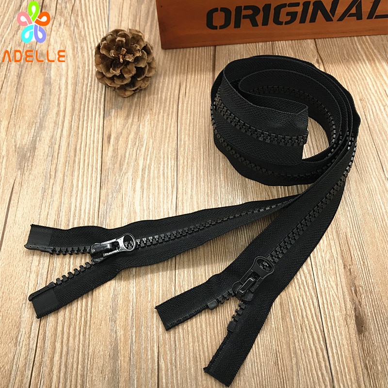 2 pieces NO.8 Plastic resin Zipper 100-600cm Black color/Open end/Double slider/Chunk teeth long zip for bag tent