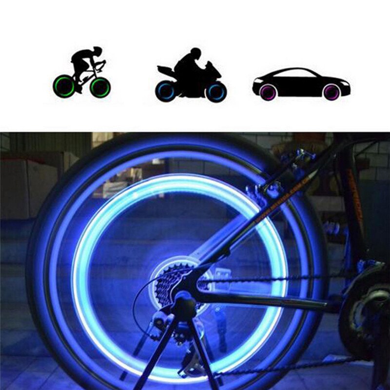 2Pcs Neon Led Lamp Flash Tyre Wheel Valve Cap Light Voor Auto Fiets Motorfiets