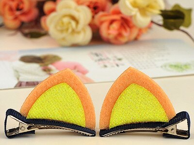 2 pcs Girl hairpin cute three-dimensional sequins cat ears child hairpin cute baby clip hairpin side clip: 5