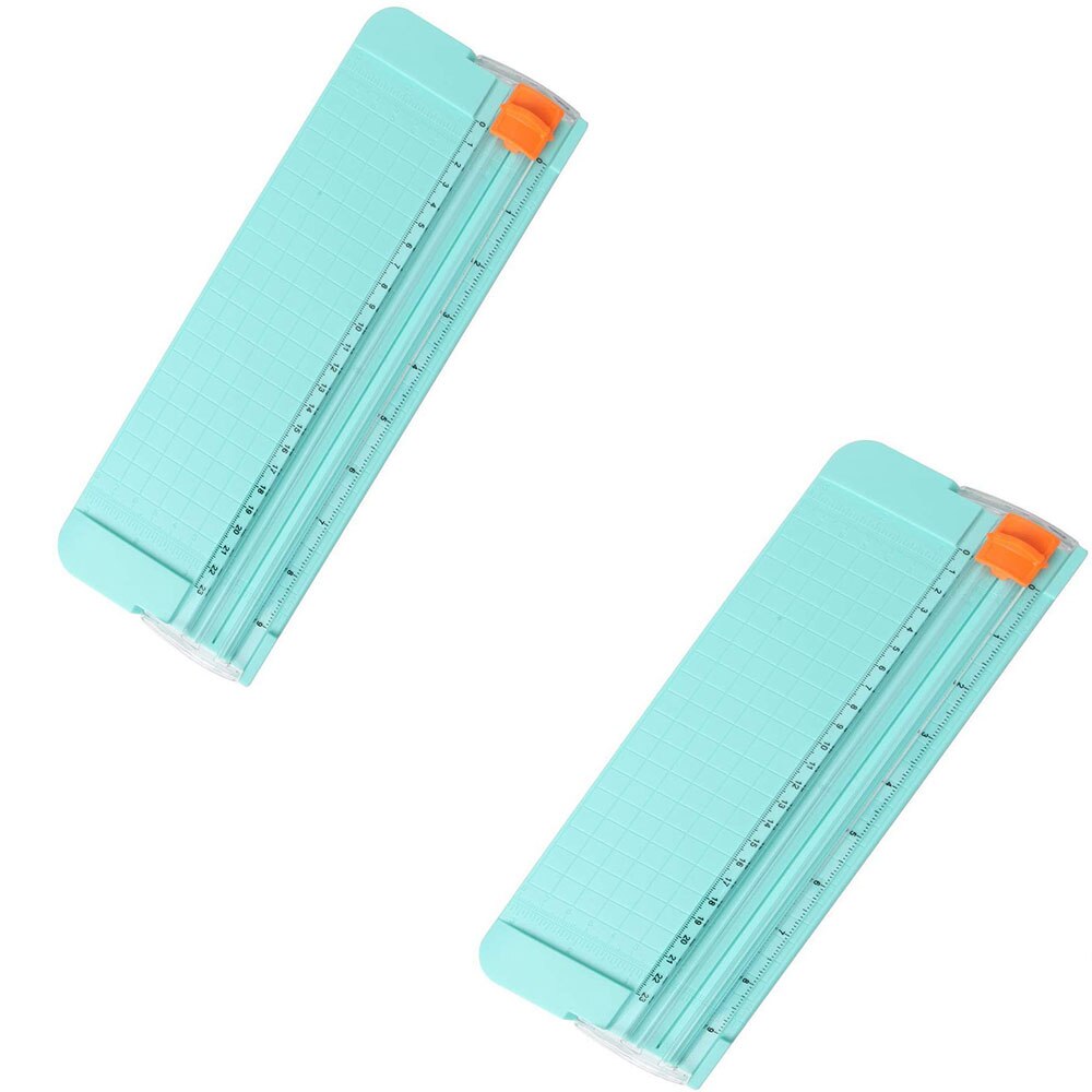 2Pcs Paper Trimmer Guillotine Mini Portable A4/A5 Size Card Cutter Photo Scrapbooking Trimmer With Finger Protection Slide Ruler: Green