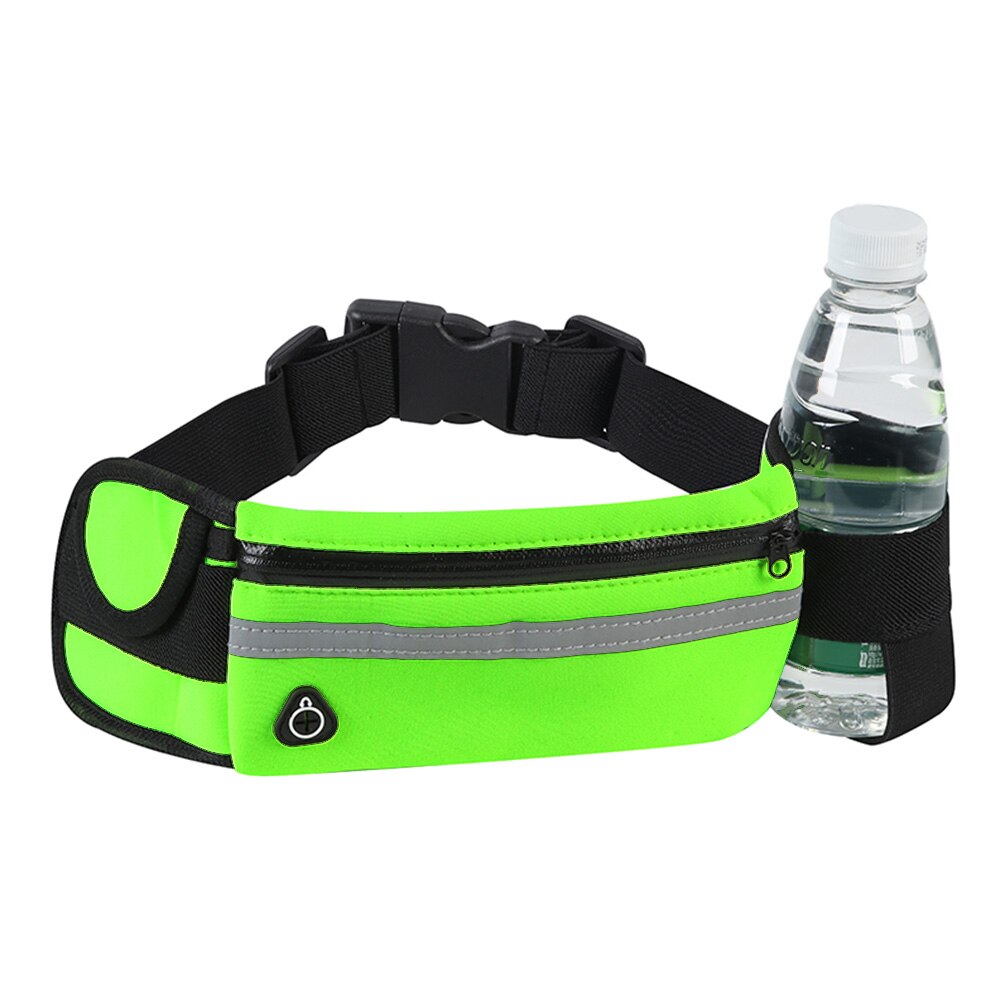 Running Waist Bag Outdoor Sports Jogging Fanny Phone Holder Belt Pack Canvas Men Women Phone Key Zipper Fitness Cycling Pouch: Green 38x10cm